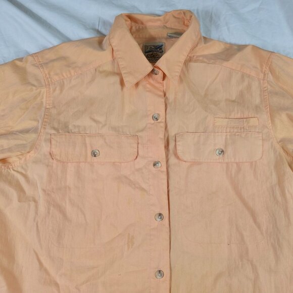 Vintage Travelsmith Womens Large Peach Orange Long Sleeve Button Up Shirt - Picture 3 of 10